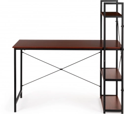 Dřevěný počítačový stůl s loftovými policemi