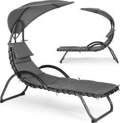 Zahradní lehátko s velkou oválnou stříškou
