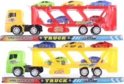 Přepravník aut na setrvačník s 5 autíčky, plast