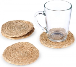 Přírodní jutové podtácky pod sklenice 10 cm, sada 4 ks