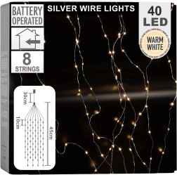 Světelná závěsná LED závěsová girlanda 40 LED, 45 cm, teplá bílá, na baterie