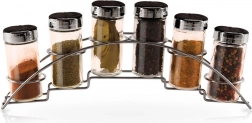 Stojan na koření se skleněnými dózami, 7dílná sada