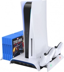 Chladicí stanice a nabíječka pro PS5 KIWI HOME PB01 bílá