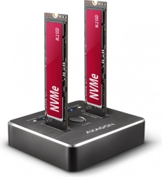 Stolní dokovací stanice AXAGON pro dvojité NVMe diskové klonování USB-C