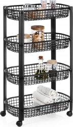 Čtyřpatrový pojízdný regál 46,5 × 26 × 79 cm