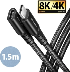 Axagon USB‑C prodlužovací kabel Gen2 1,5 m, 20 Gbps, PD 240 W, opletený, černý