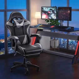 Ergonomické herní křeslo s podnožkou, nosnost 150 kg