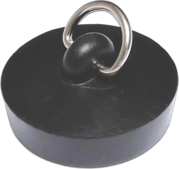 Gumová zátka do odpadu 46 mm s půlkroužkem, černá