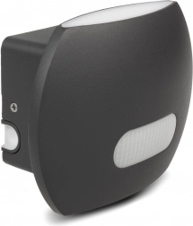 nástěnné led svítidlo s pir čidlem 20 w 1600 lm ip65 4000 k šedé