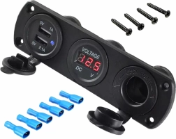 Montážní zásuvka do auta s USB a voltmetrem