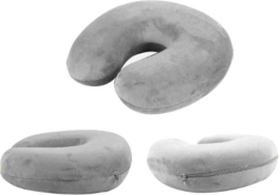 Cestovní polštář ve tvaru podkovy šedý z paměťové pěny