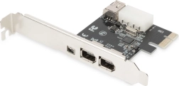 PCIe FireWire 800/400 řadič s low‑profile záslepkou, 2× externí + 1× interní