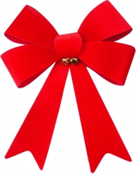 Vánoční sametová dekorativní mašle 35 × 46 cm se zlatými zvonečky