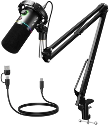 Dynamický USB/XLR mikrofon Maono PD200XS s RGB podsvícením – černý