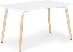 modernhome moderní jídelní stůl 120 × 60 cm, bílá deska a dřevěné nohy