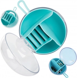 Cestovní kulatá šperkovnice s přihrádkami