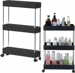 Pojízdná knihovna se 3 policemi na kolečkách – Černá