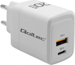 Bílá nabíječka 20W GaN s USB-C PD a USB QC 3.0