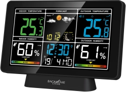 Digitální meteostanice s RCC, síťově-bateriová, černá 20 × 4 × 13,5 cm