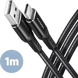 USB kabel Axagon USB-C na USB-A, 1m, černý