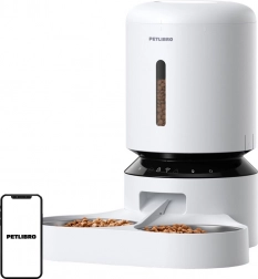 Automatický dávkovač krmiva Petlibro s dvojitou miskou a Wi-Fi, 5 l bílý