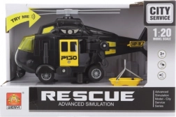 Černá helikoptéra na baterie se světly a zvuky