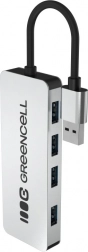 usb hub greencell basic 4× usb‑a 3.0 s integrovaným kabelem
