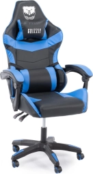 Ergonomické herní křeslo s polohovatelným opěradlem a polštáři – modré
