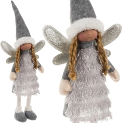 Vánoční dekorace víla/anděl v šedé barvě 40 cm