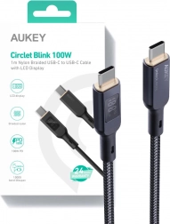 USB-C kabel Aukey s LED displejem a pleteným povrchem