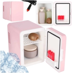 Růžová přenosná cestovní minilednice 4 l s chlazením a ohřevem