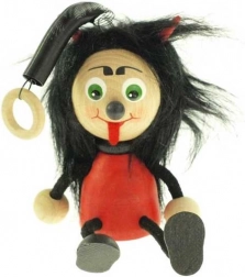 Čertík na pružině – dřevěná závěsná figurka