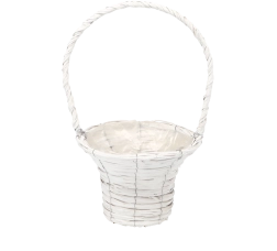Bílý proutěný košík jako obal na květináč 26 × 46 cm