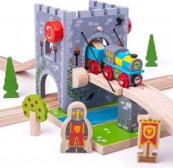Bigjigs Rail padací most – hradní most pro dřevěné vláčkodráhy