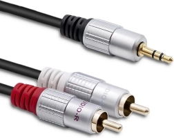 Audio kabel 2x RCA na 3,5mm mini jack, 3 m, černý