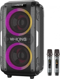 Bezdrátový reproduktor W-KING T9 Pro s výkonem 120 W a 2 mikrofony – černý