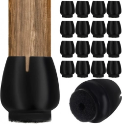 Silikonové návleky na nohy židlí s filcem, sada 16 ks (12–16 mm), černé