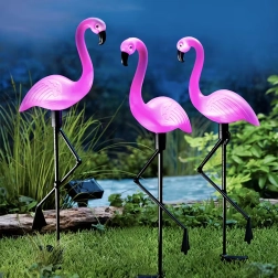 Solární zahradní světla flamingo, sada 3 ks