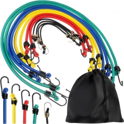 Elastické zavazadlové popruhy s háky, 12 ks