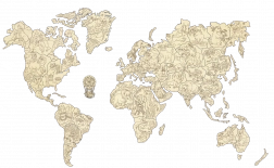 Dřevěná mapa světa se zvířátky velikost M (57 × 38 cm) WOODEN CITY