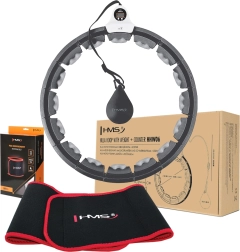 Sada HMS: chytrý masážní hula hoop se závažím a počítadlem + zeštíhlující neoprenový pás
