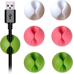 samolepicí silikonové držáky na kabely – sada 6 ks