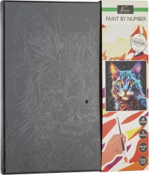 Malování podle čísel na černé plátno – kočka