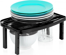 Kuchyňská stohovatelná police, černá, nastavitelná výška 31 × 22 × 14,5/11,5 cm