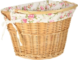 Proutěný přední košík na kolo s květovanou vložkou a rychloupínáním click
