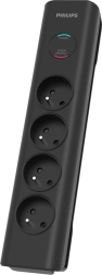 Přepěťová ochrana se 4 zásuvkami, 2m kabel, černá