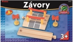 Železniční přejezd se závorami a značkami