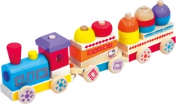 Barevný dřevěný vláček maxi – tahací stavebnice