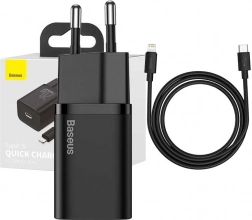 Baseus Super Si rychlonabíječka 1C 20W s USB-C na Lightning kabelem 1m černá