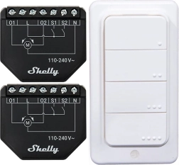 Sada chytrých ovladačů žaluzií Shelly Shutter (2 ks) + dálkové tlačítko BLU RC Button 4